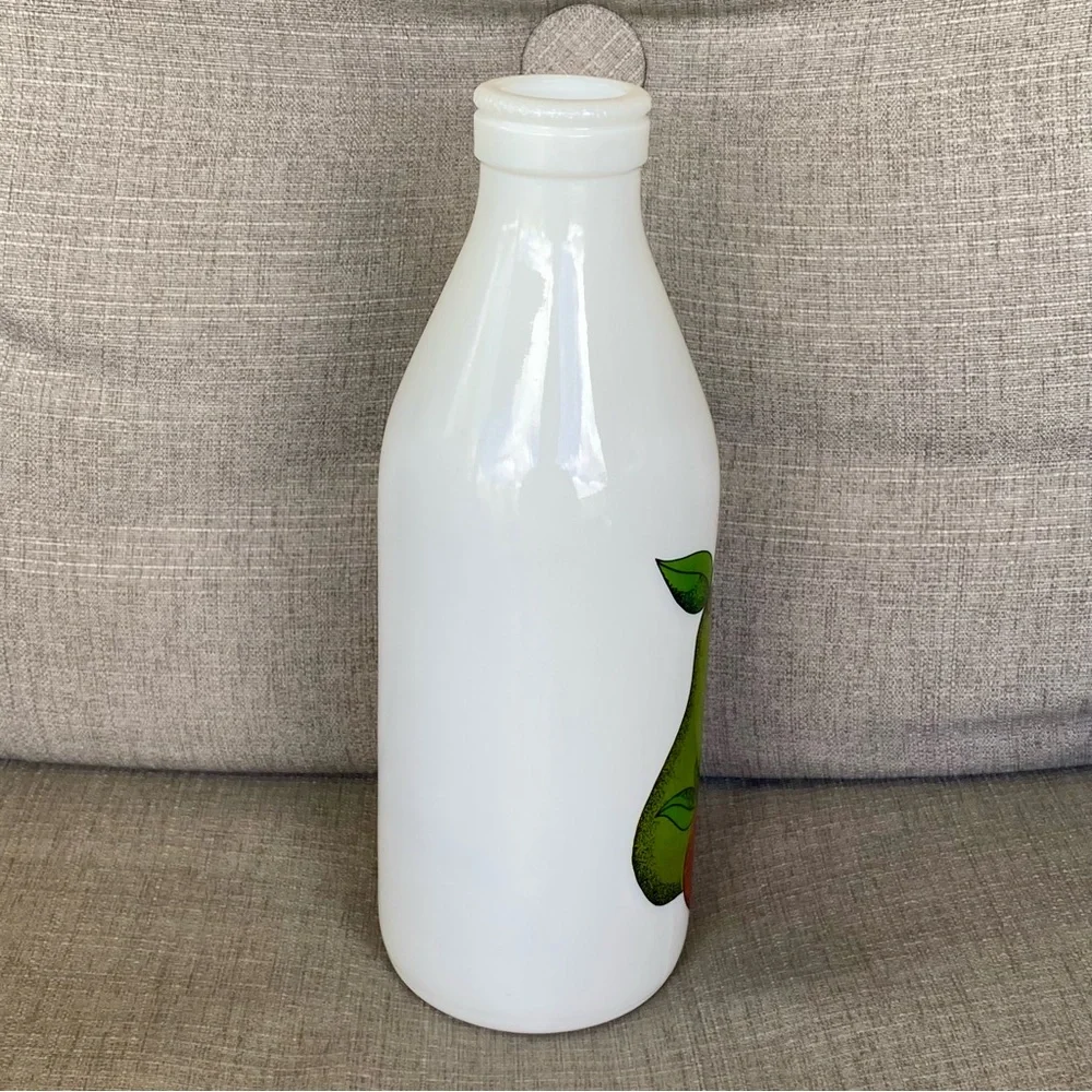 Vintage 70’s Juice White Glass Bottle Vase